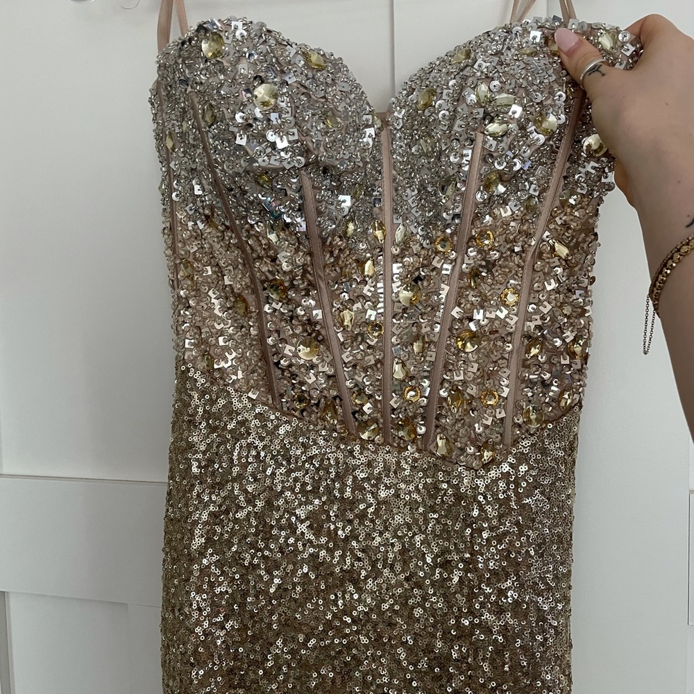 Beautiful Gold and Silver Prom Dress Size XS